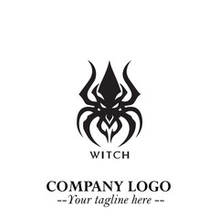 Mystical Black Witch Logo Symbol on White Background for Modern Magical Branding Design Effects