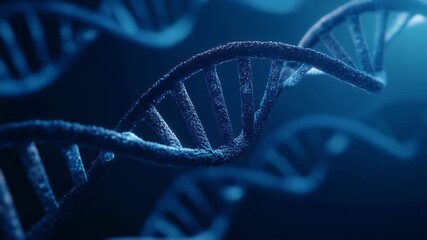 Stunning close-up of DNA strands in blue light showcasing genetics and molecular biology intricacies - Powered by Adobe