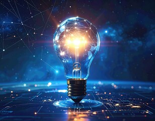 Glowing bulb on circuit board