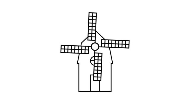 Windmill rotating, mill farm simple icons animated windmill propeller barn farm icon isolated 4k looping