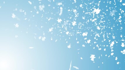 Calm snowfall with crystalline flakes light blue background, creating peaceful loopable festive xmas winter scene - Powered by Adobe