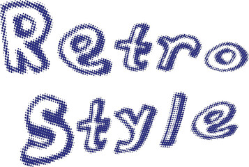 Retro Style Halftone Dotted Text Design – Bold blue 'Retro Style' text, featuring a halftone dot pattern. Stylish retro typography design on black