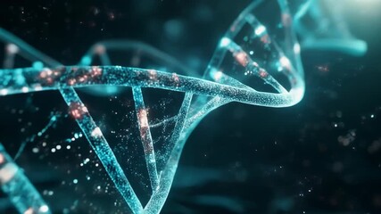 Futuristic DNA strand glowing with digital connections, biotechnology and genetic research concept - Powered by Adobe