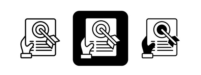 Objectives  Solid color and black line drawing vector illustration set