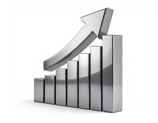 3D metallic chart showing upward trend