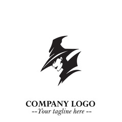 Mystical Black Witch Logo Symbol on White Background for Modern Magical Branding Design Effects