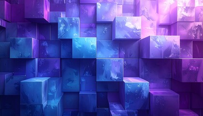 Abstract Cubes in Blue and Purple - A Modern Geometric Design.