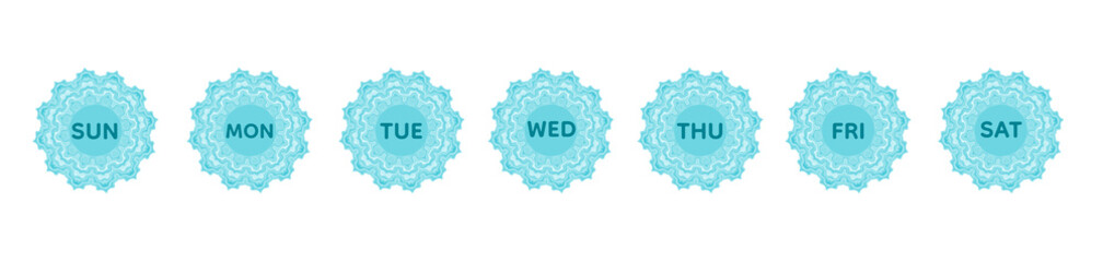 Elegant Ice-Flower Weekly Banner Featuring Mon–Sun Layout in Frozen Floral Style for Modern Digital Planners and Calendars on Transparent background