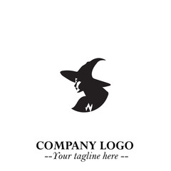 Mystical Black Witch Logo Symbol on White Background for Modern Magical Branding Design Effects