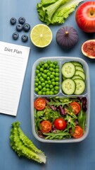 Healthy Meal Prep with Fresh Vegetables and Fruits for a Balanced Diet Plan.