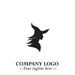 Mystical Black Witch Logo Symbol on White Background for Modern Magical Branding Design Effects
