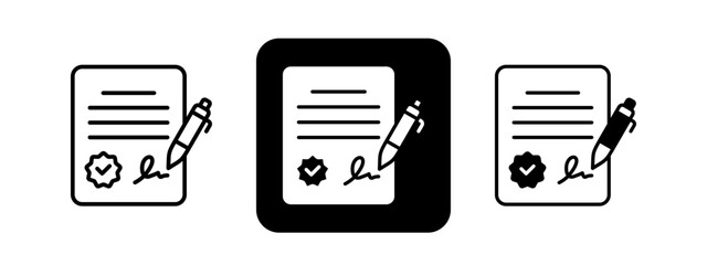 Signature  Solid color and black line drawing vector illustration set