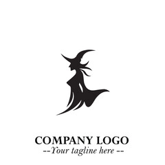 Mystical Black Witch Logo Symbol on White Background for Modern Magical Branding Design Effects