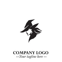 Mystical Black Witch Logo Symbol on White Background for Modern Magical Branding Design Effects