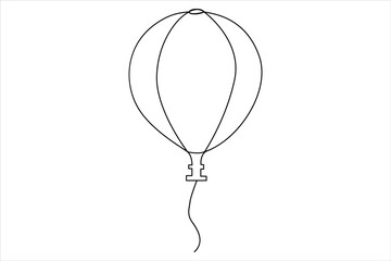 Continuous one line drawing of a balloon icon, isolated vector art