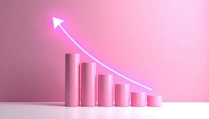 Pink graphic of rising and falling lines on pastel pink background