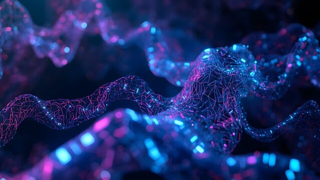 Abstract network with glowing neon lines, intricate plexus structures background