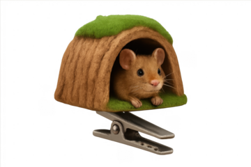 Little mouse peeking from burrow toy hair clip