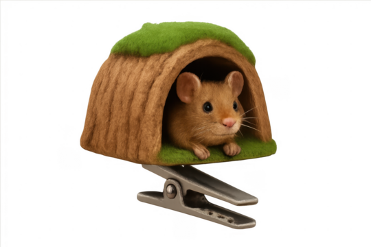 Little mouse peeking from burrow toy hair clip