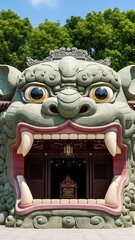 Intricate Stone Dragon Entrance to a Temple or Shrine.
