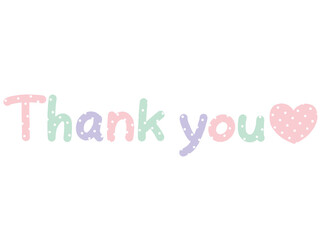 Thank you・パステルカラー手書き文字とピンクのハート