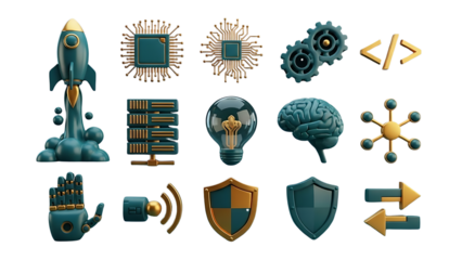 High-Tech Startup & Innovation Claymorphism Icons