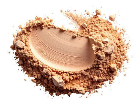 Beige powder smear; textured and slightly clumpy