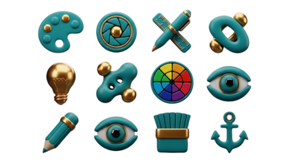 Exclusive Creative & Design Studio Claymorphism Icons