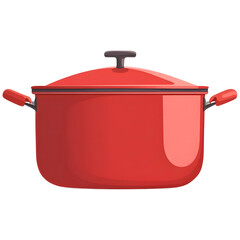 Red cooking pot with lid and handles