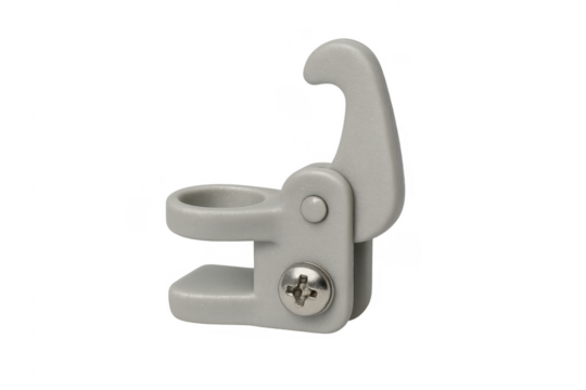 Gray plastic hook clip with metal screw