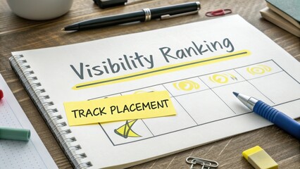 Organized Workspace with Visibility Ranking Sheet Highlighting Track Placement for Effective Monitoring and Analysis
