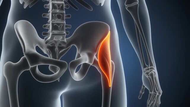 Anatomical Animation of the Human Pelvis and Highlighted Gluteus Maximus Muscle During Movement