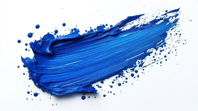 Handcrafted bold blue paint stroke with irregular textured edges, grainy surface with scattered small dots, deliberately distressed artistic element, retro graphic design component with authentic feel