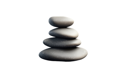 Stacked smooth grey stones with balanced rounded shapes calm natural mineral arrangement zen pebble formation detail isolated on white background