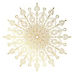 Golden gradient pattern, circle flowers, decorative flowers