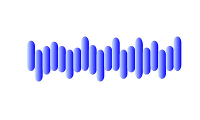 Dynamic blue gradient audio equalizer sound wave visualization isolated on transparent background