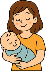 Mother carrying her child