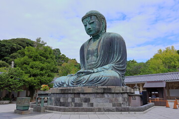 Kotoku-in, a Buddhist temple known for a monumental, outdoor bronze statue of the Buddha in Kamakura, Kanagawa, Japan