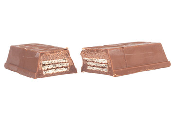 Chocolate wafers Bite break isolated on white background