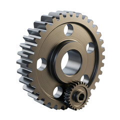 Interlocking gears demonstrating mechanical precision and engineering design for industrial machinery and manufacturing applications showcasing power transmission and movement concept on black backgro