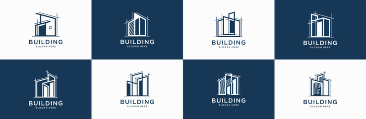 Mega logo collection, Abstract design concept for architect, builder, developer branding.