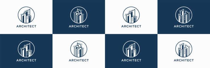 Set of building logo design inspiration. Building, Real Estate, and Construction logo design inspiration.