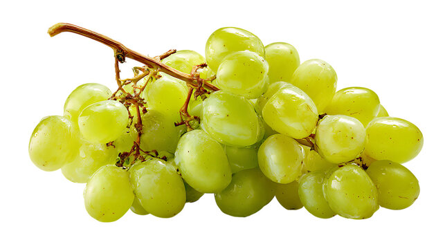 A fresh bunch of green grapes isolated on transparent background