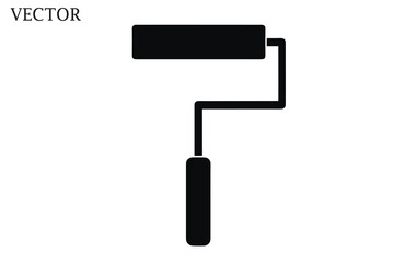 Paint brush icon vector, Paint roller silhouette vector
