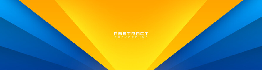 3D blue yellow geometric abstract background overlap layer on bright space with diagonal cutout decoration. Modern graphic design element lines style concept for web, flyer, card, or brochure cover