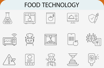 food technology line icon set, modern agriculture science vector design