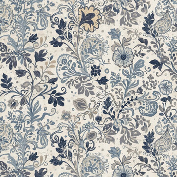 Floral Tapestry: A close-up view of an exquisite floral tapestry showcases intricate designs of elegant flowers and leaves, creating a sense of delicate beauty and timeless grace.