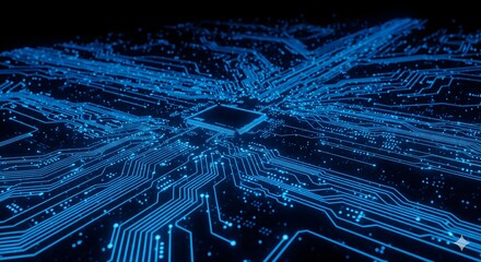 Futuristic Blue Circuit Board Technology Network Background