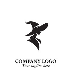 Mystical Black Witch Logo Symbol on White Background for Modern Magical Branding Design Effects