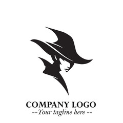 Mystical Black Witch Logo Symbol on White Background for Modern Magical Branding Design Effects